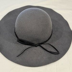 Milani Gray Wide Brim Felt Hat Wool Blend Boho Fedora Floppy Womens One Size